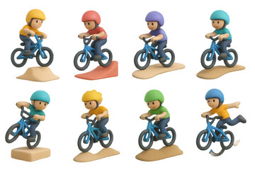 Fototapeta premium Cute bmx cyclist icons for sports design projects and digital illustrations
