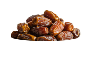 Obraz premium A pile of delicious, brown, dried dates, rich in natural sweetness and energy, presented on a transparent background. background removed