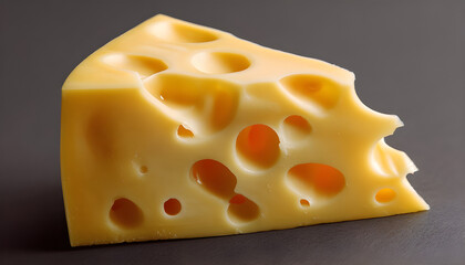 A piece of cheese with holes, perfect for snacks or recipes