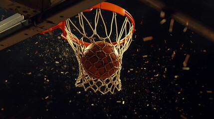 Score Winning Shot Basketball Net Success Concept
