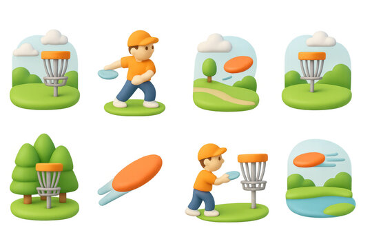 Disc golf icons collection - fun and simple illustrations for sports enthusiasts
