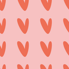Heart pattern design. Seamless endless background with tiny hand-drawn valentines in doodle style. Cute romantic texture