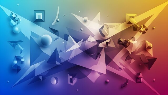 Abstract geometric shapes with vibrant color gradient background