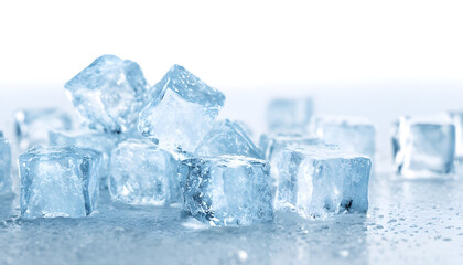 Ice cubes background crystal white.