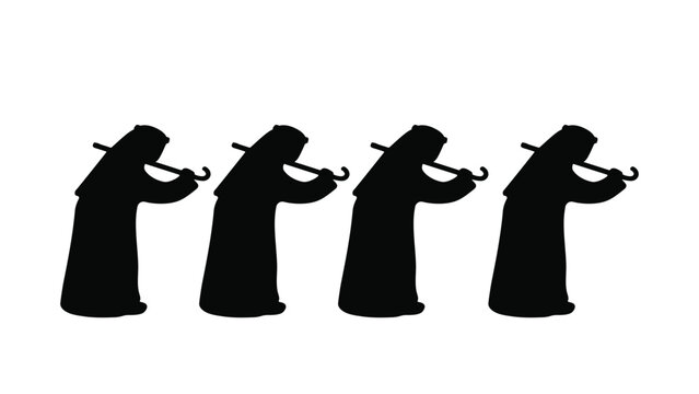 Arabian Traditional Emirati Yowla Cultural Dance Figures Vector