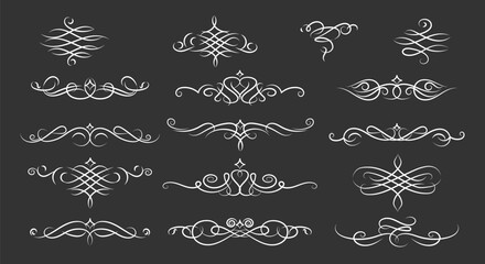 White vintage calligraphic swirls