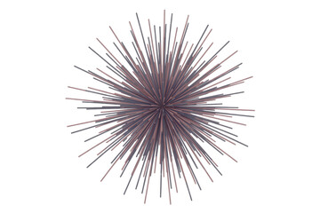 Naklejka premium An abstract, geometric starburst features numerous radiating lines in subtle shades of purple, brown, and grey, creating a dynamic, spiky visual. background removed