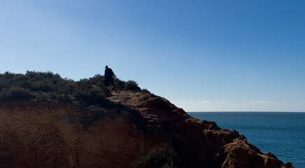 Part of the Algar Seco Cliff Walk, over the eroded limestone cliffs close to Carvoeiro, Algarve, Portugal 