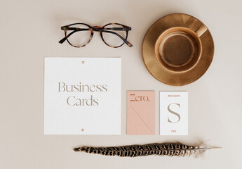 Business Card with Accesories Mockup