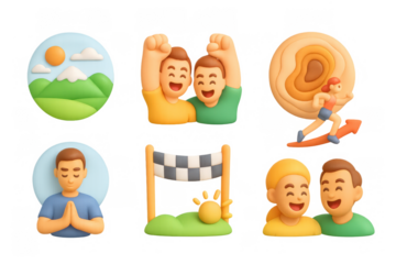 Unity and togetherness illustrated with 3d icons for social connection and community design