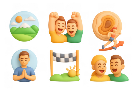 Unity and togetherness illustrated with 3d icons for social connection and community design