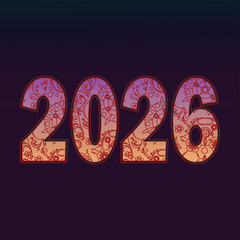 Fiery textured 2026 numbers glowing on dark background. Burning flame-style 2026 digits with warm dramatic lighting.