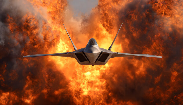 A powerful jet soaring through flames