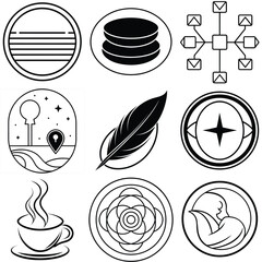 Abstract circular badge with horizontal elements and vibrant colors