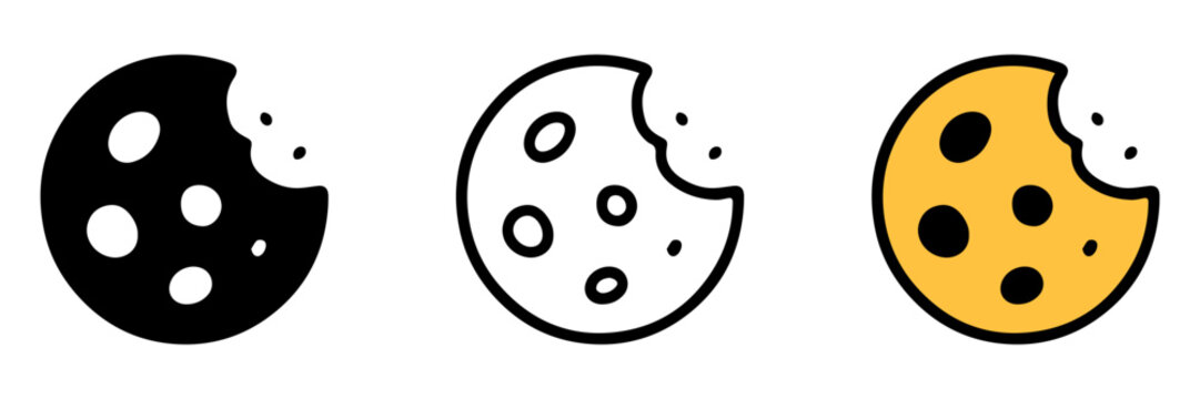 Cookies vector icons for web page. Different cookies icon set.