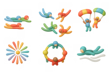 Vibrant skydiving icons collection for design and decoration projects