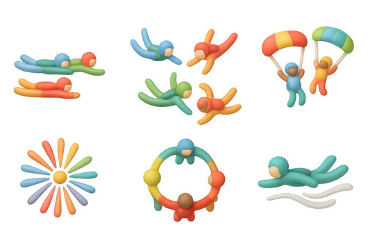 Vibrant skydiving icons collection for design and decoration projects