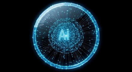 Abstract circular symbol of good artificial intelligence (AI) technology.