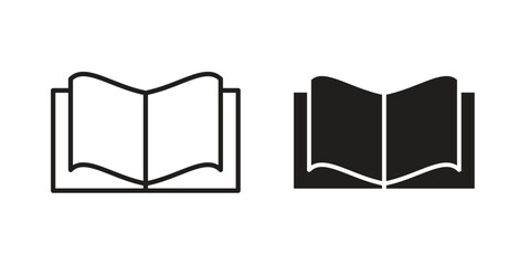 Book icon or logo pack. Vector Illustration Outline and flat
