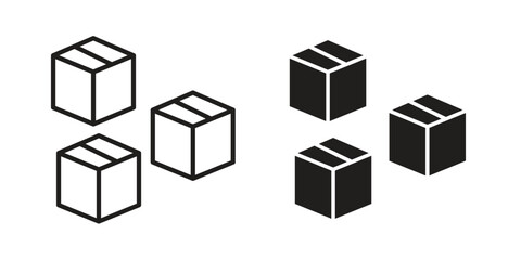 Boxes icon or logo pack. Vector Illustration Outline and flat