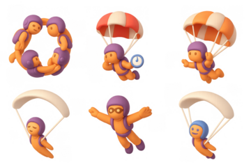 Skydiving icon set for adventure and sport design projects