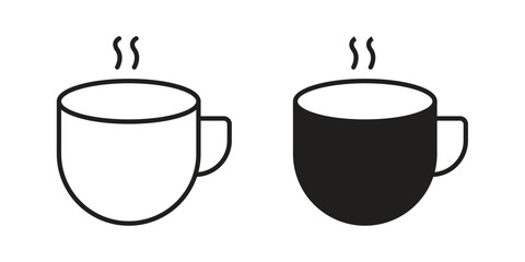 Coffee icon or logo pack. Vector Illustration Outline and flat