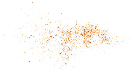 Bread crumbs flying, isolated on white background and texture