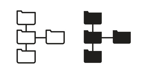 Folder tree icon or logo pack. Vector Illustration Outline and flat