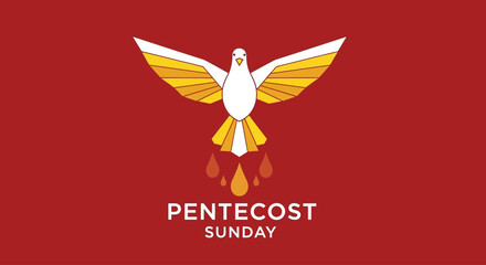 Celebrate Pentecost Sunday with this vibrant graphic featuring a dove symbolizing the Holy Spirit descending, perfect for church newsletters, social media posts, and event promotions