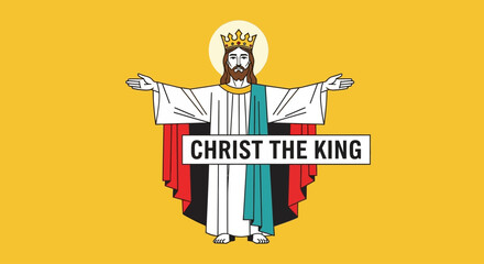 Bold Christ the King illustration for religious designs, posters, and holiday promotions, conveying faith and tradition with a modern, impactful visual style