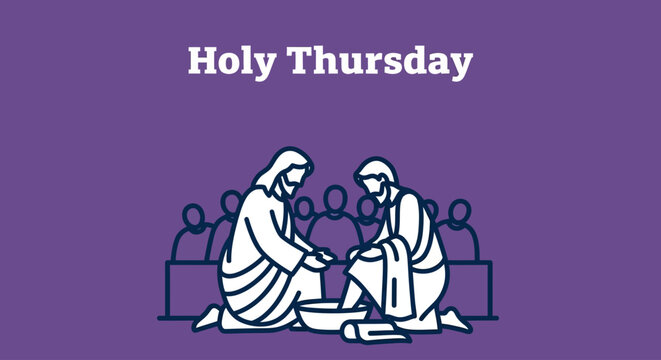 Remember the Last Supper with this depiction of Holy Thursday, perfect for church bulletins and religious education, showing Jesus washing the feet of his disciples with love