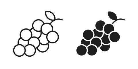 Grape icon or logo pack. Vector Illustration Outline and flat
