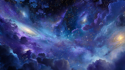 Fototapeta premium A vast cosmic universe scene, an awe-inspiring vision of deep space that evokes infinity and mystery. 