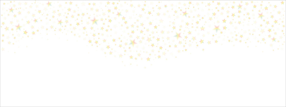 Rainbow star corner border. Colorful celestial angled frame for invitations, packaging, branding, greeting cards, posters, digital banners and joyful print decoration. Vector.