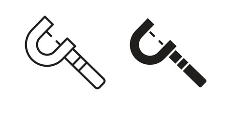 Micrometer icon or logo pack. Vector Illustration Outline and flat