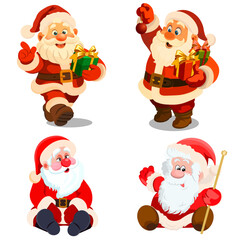 Set of Santa Claus stickers on a white background