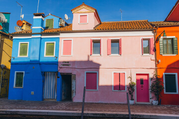 Burano Venice island colorful houses along canal
