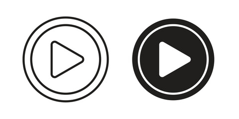 Play icon or logo pack. Vector Illustration Outline and flat