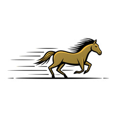 Stylized golden horse running with motion blur effect silhouette isolated on white background isolated on transparent background