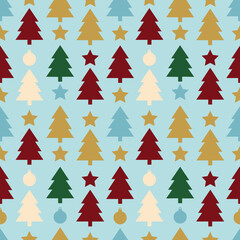 Obraz premium Christmas Tree and Star Seamless Pattern
