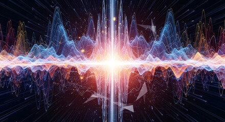 Abstract visualization of sound waves and energy