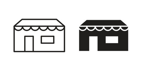 Shop icon or logo pack. Vector Illustration Outline and flat