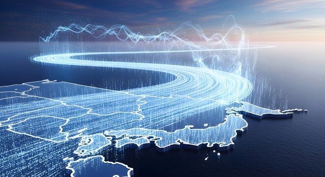 Digital data flowing on world map connecting countries - Powered by Adobe