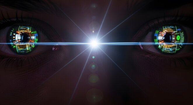 Cybernetic eyes concept in futuristic look - Powered by Adobe