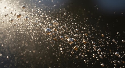 Abstract macro shot of water droplets against a dark background