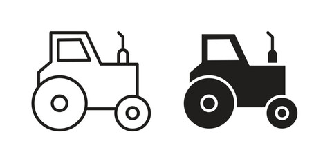 Tractor icon or logo pack. Vector Illustration Outline and flat