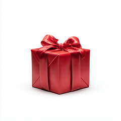 Fototapeta premium red gift box adorned with a decorative bow, vibrant colors, flat design style, suitable for marketing concepts,