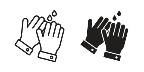 Wash your hands icon or logo pack. Vector Illustration Outline and flat