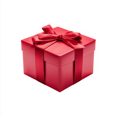 Obraz premium red gift box adorned with a decorative bow, vibrant pink and red colors, smooth texture, suitable for festive occasions, ecommerce promotions, holiday marketing campaigns