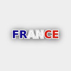 France Text Design in French Flag Colors – Blue White Red Typography on Light Background